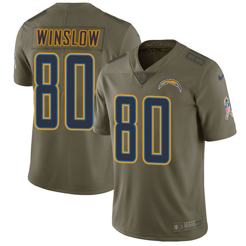Nike Chargers #80 Kellen Winslow Olive Men's Stitched NFL Limited Salute to Service Jersey